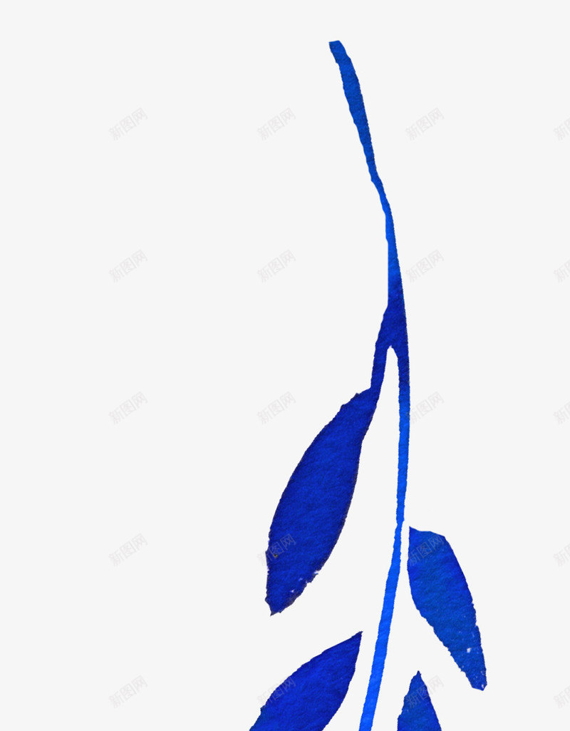 手绘蓝色枝叶png免抠素材_新图网 https://ixintu.com 卡通 叶子 图案 手绘 枝干 深蓝色的 简图 装饰