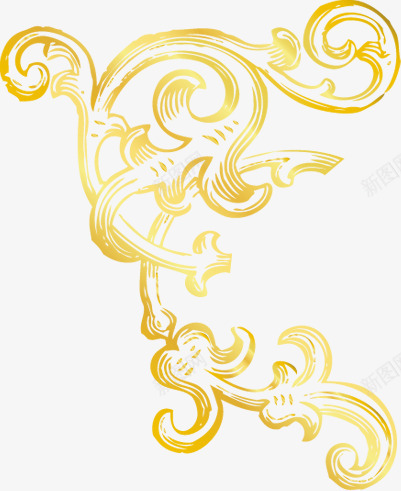 金黄色雕刻花纹装饰png免抠素材_新图网 https://ixintu.com 花纹 装饰 金黄色