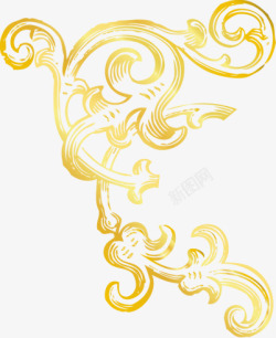 金黄色雕刻花纹装饰素材