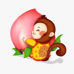 抱桃子的猴子素材