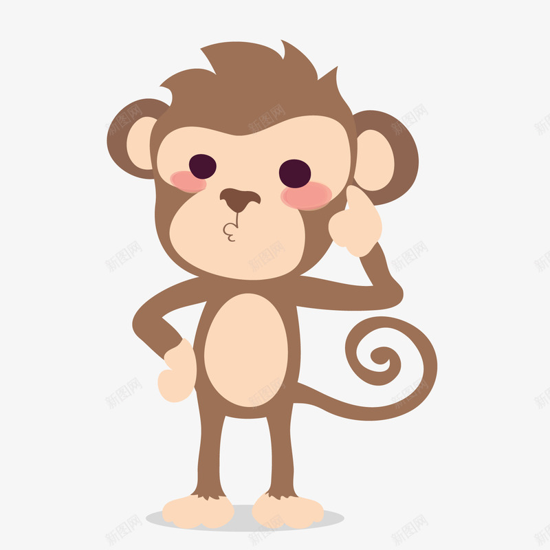 卡通可爱小猴子png免抠素材_新图网 https://ixintu.com 卡通动物 可爱动物 小猴子 水彩 背景装饰