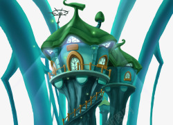 神秘屋蓝色神秘房屋插画免费高清图片