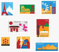 世界旅游邮票素材