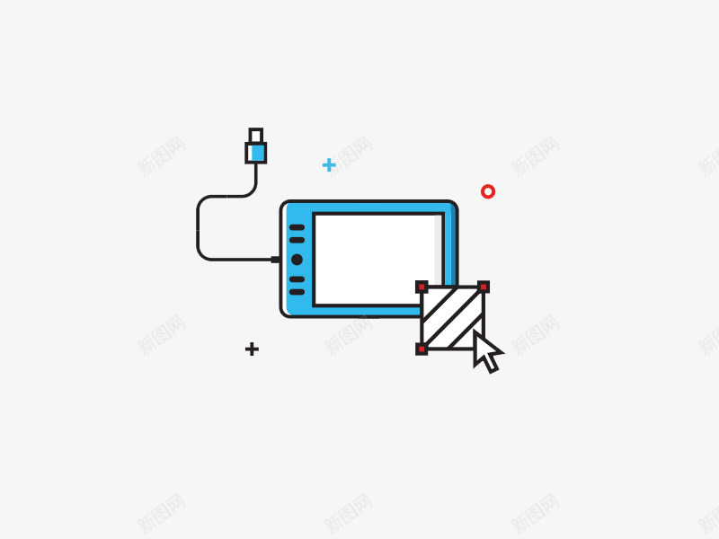 平板电脑png免抠素材_新图网 https://ixintu.com 充电 图外创意素材 平板电脑 矢量插图 蓝色