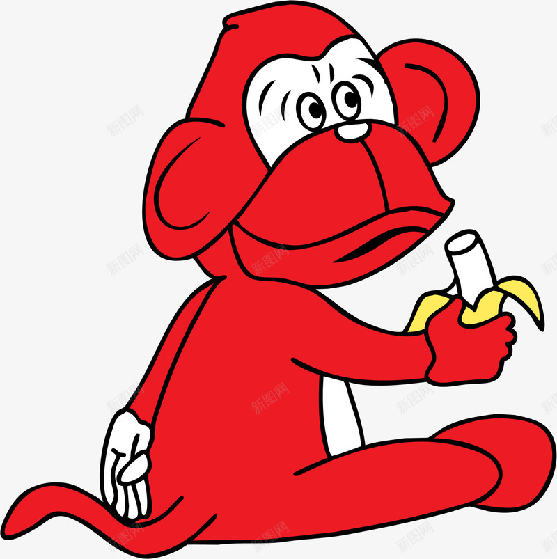 红色Q版卡通猴子png免抠素材_新图网 https://ixintu.com 卡通 猴子 红色