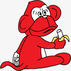 红色Q版卡通猴子素材