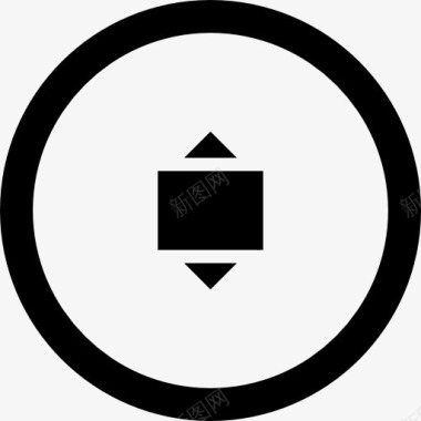 扩大与箭头垂直符号的圆形按钮图标图标