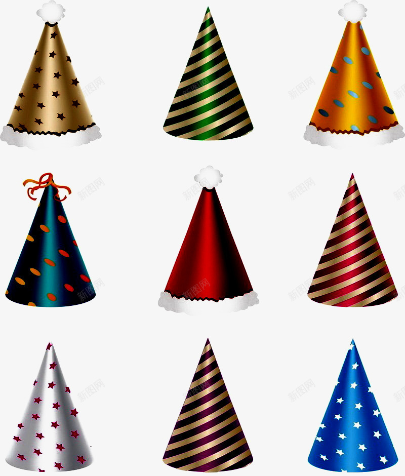 不同样式的尖帽png免抠素材_新图网 https://ixintu.com 创意 圣诞帽 圣诞节 现代 简约