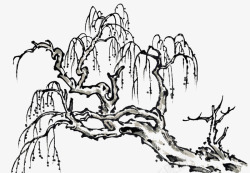 装饰水墨柳树素材