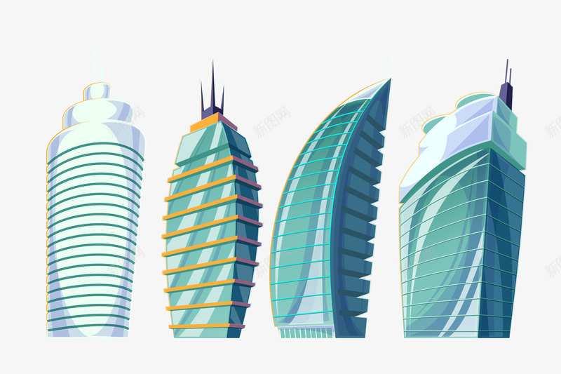 建筑矢量图eps免抠素材_新图网 https://ixintu.com PNG免扣图下载 房子 摩天大楼 蓝色 装饰 高楼 矢量图