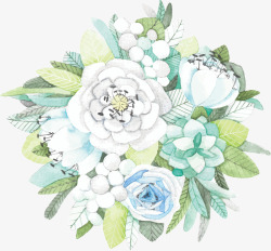 白玫瑰花束矢量图素材