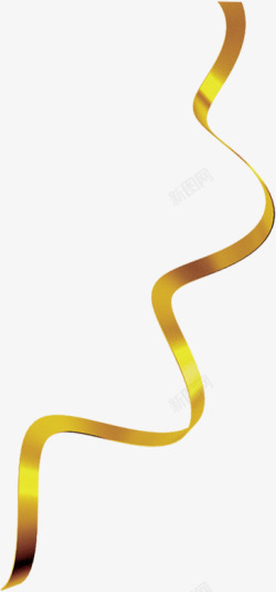 金黄缠绕光泽丝带电商素材
