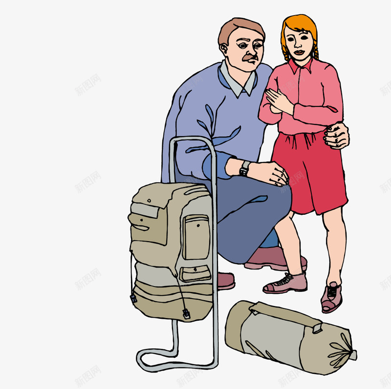 拉着行李带着女儿的父亲矢量图ai免抠素材_新图网 https://ixintu.com 女儿 父亲 行李 矢量图