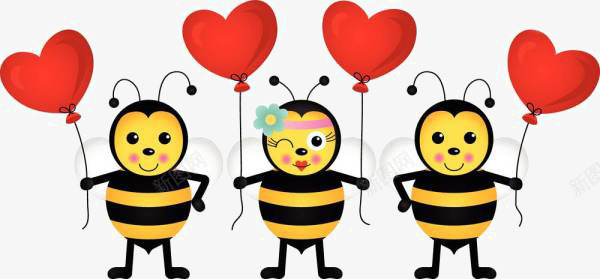 卡通蜜蜂png免抠素材_新图网 https://ixintu.com 卡通 气球 爱心 蜜蜂