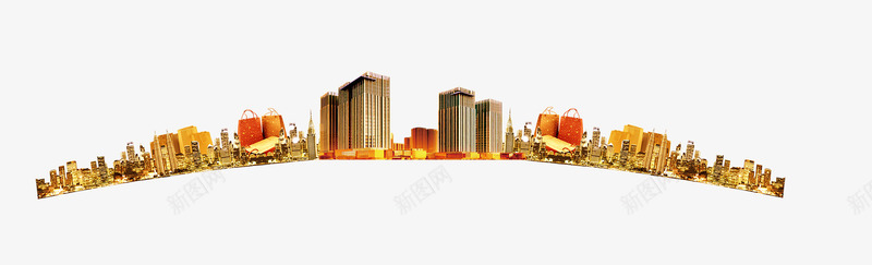 城市建筑装饰png免抠素材_新图网 https://ixintu.com 城市建筑 城市背景 金黄色 高楼