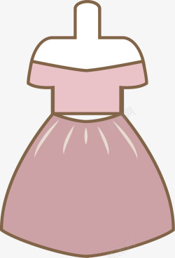卡通描边的粉色蓬蓬裙素材