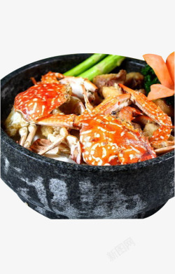 花蟹鸡石锅菜素材