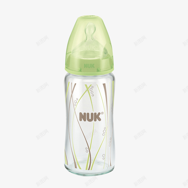 德国NUK绿色奶瓶png免抠素材_新图网 https://ixintu.com NUK新生儿奶瓶 产品实物 宽口绿色玻璃奶瓶