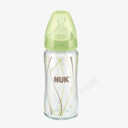初生儿玻璃奶瓶德国NUK绿色奶瓶高清图片