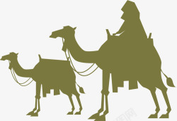 西部荒野绿色骆驼高清图片