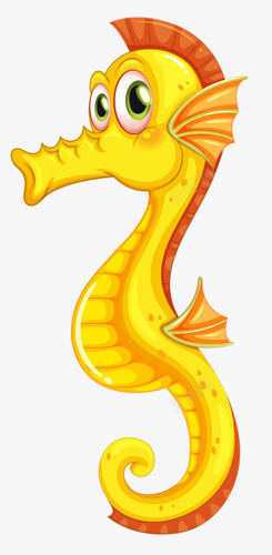 黄色海马手绘金黄色海马高清图片