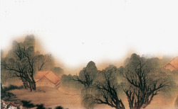 水墨装饰柳树素材