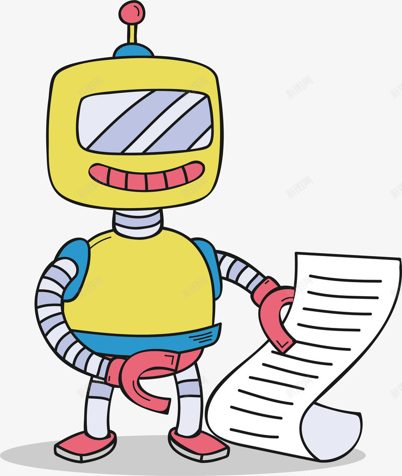 卡通彩色看账单的机器人矢量图ai免抠素材_新图网 https://ixintu.com 人工智能 卡通机器人 彩色机器人 智能机器人 机器人 矢量png 矢量图