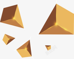 立体三角块金色立体三角形矢量图高清图片