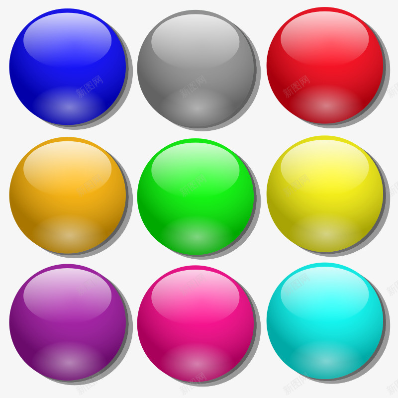 九个圆饼图标png_新图网 https://ixintu.com 九色 免费下载 圆形 圆形形状 彩色按钮颜色 按钮