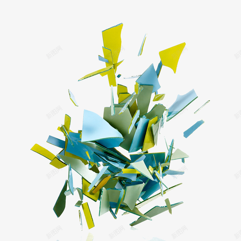 漂浮玻璃碎片png免抠素材_新图网 https://ixintu.com 漂浮碎片 玻璃碎片 破裂 碎片 绿色 蓝色