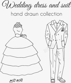 男式套装手绘的婚礼服饰高清图片