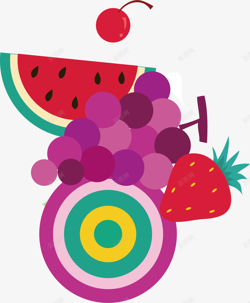 卡通水果片png免抠素材_新图网 https://ixintu.com 卡通提子 卡通水果 草莓 葡萄 西瓜