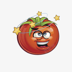 星星圈卡通眩晕的西红柿高清图片