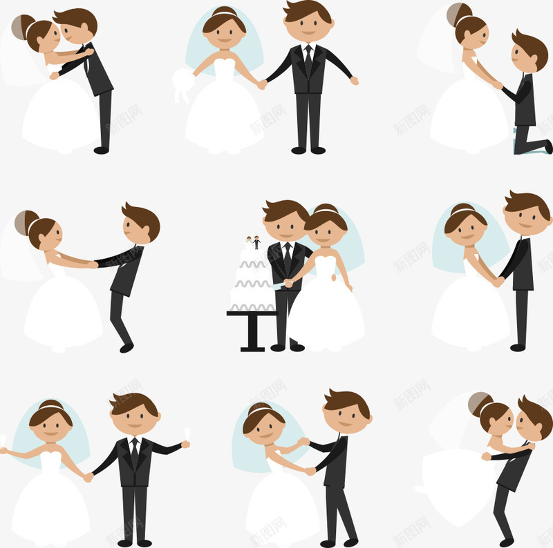 婚礼新人png免抠素材_新图网 https://ixintu.com wedding 人物 人物插画 婚礼 新人 结婚