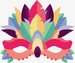 部落装饰面具彩色羽毛装饰面具矢量图高清图片