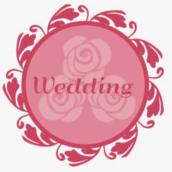 粉色圆形婚礼标签矢量图素材