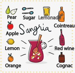 桑格利亚水果酒手绘西班牙桑格利亚水果酒高清图片