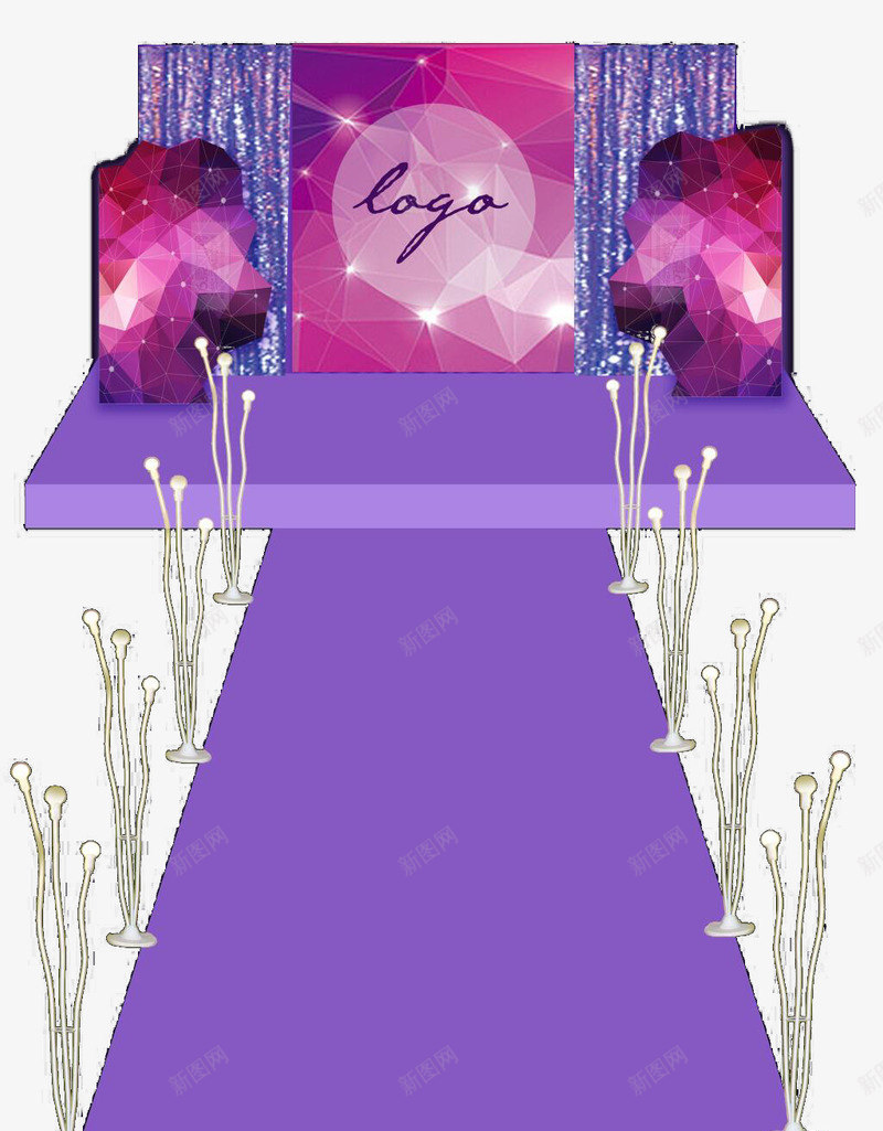 紫色舞台元素psd免抠素材_新图网 https://ixintu.com 婚庆 婚礼 活动 浪漫 结婚 舞台 装饰