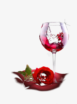 红酒酒杯玫瑰图素材