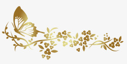 金色蝴蝶花朵矢量图素材