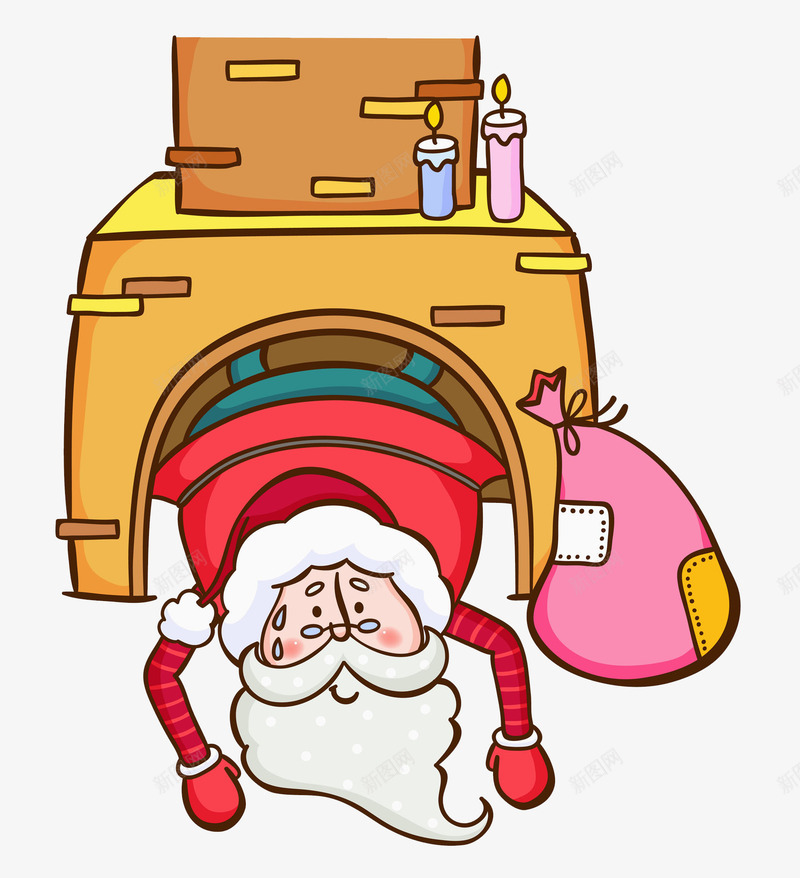 从炉子里爬出来的圣诞老人png免抠素材_新图网 https://ixintu.com 卡通 圣诞老人 壁纸 封面 彩色 手绘 插图 炉子 礼物