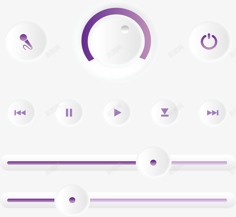 紫色媒体播放器png免抠素材_新图网 https://ixintu.com UI设计 播放器 界面设计 矢量素材 紫色