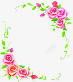 手绘玫瑰婚庆边框素材