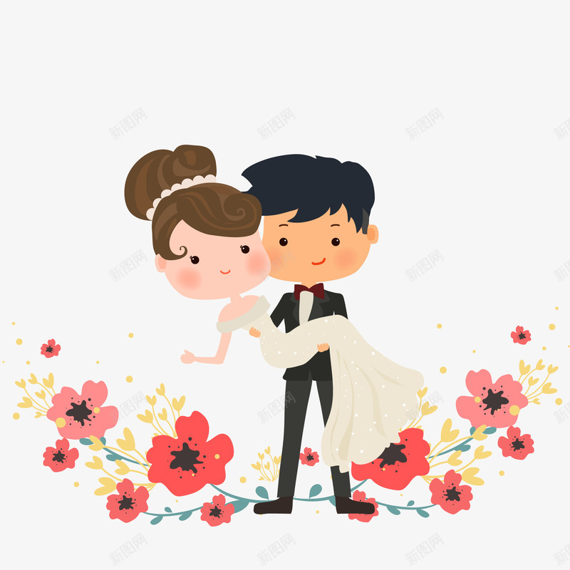 幸福的新人矢量图ai免抠素材_新图网 https://ixintu.com 人物设计 卡通 婚礼 幸福 新人 结婚 矢量图