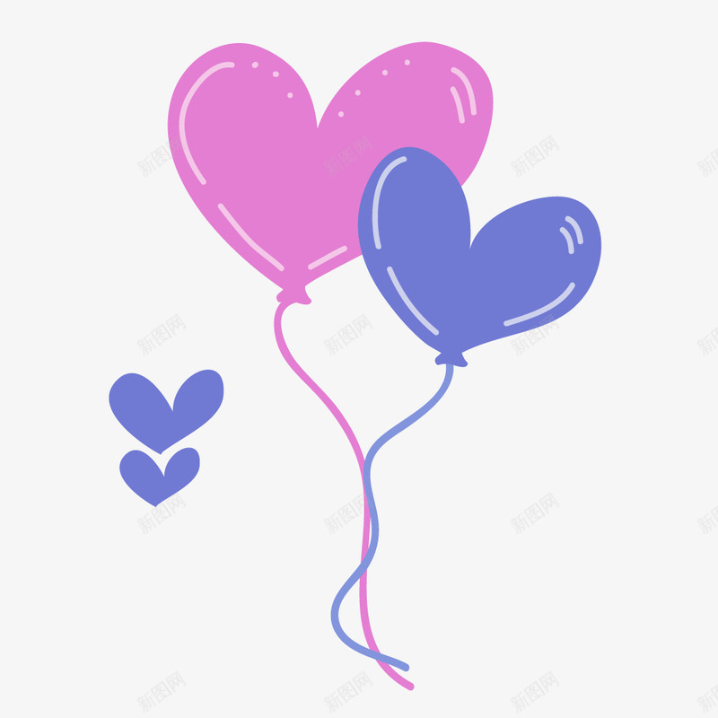 紫色心形气球元素图案矢量图ai免抠素材_新图网 https://ixintu.com 婚礼 彩绘 心形 气球 礼物 礼盒 紫色 设计 矢量图