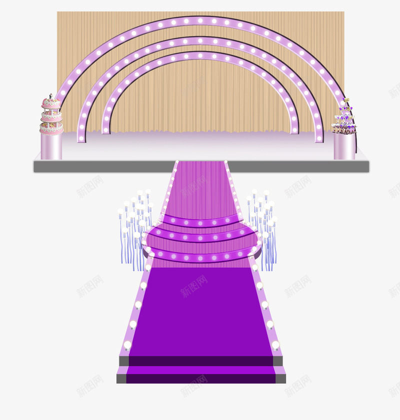 舞台背景png免抠素材_新图网 https://ixintu.com 地毯 婚礼 紫色 舞台