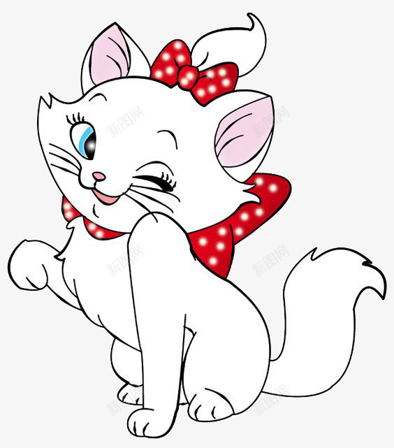 卡通手绘带着蝴蝶结的猫png免抠素材_新图网 https://ixintu.com 可爱 猫咪 白色 红色 蝴蝶结