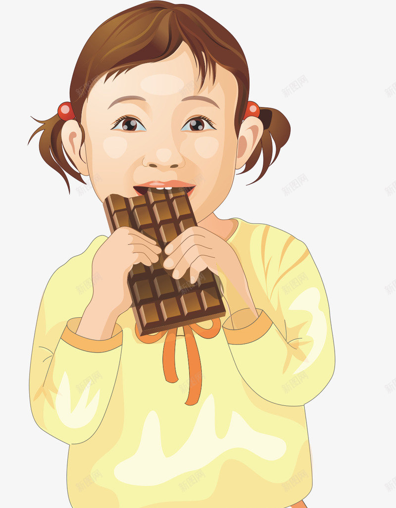 吃巧克力的孩子png免抠素材_新图网 https://ixintu.com 卡通 吃东西的人 孩子 巧克力 美食
