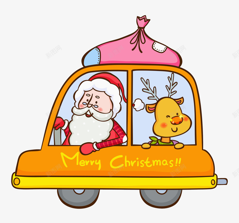 开车的圣诞老人png免抠素材_新图网 https://ixintu.com 卡通 商务 圣诞老人 壁纸 封面 彩色 手绘 插图