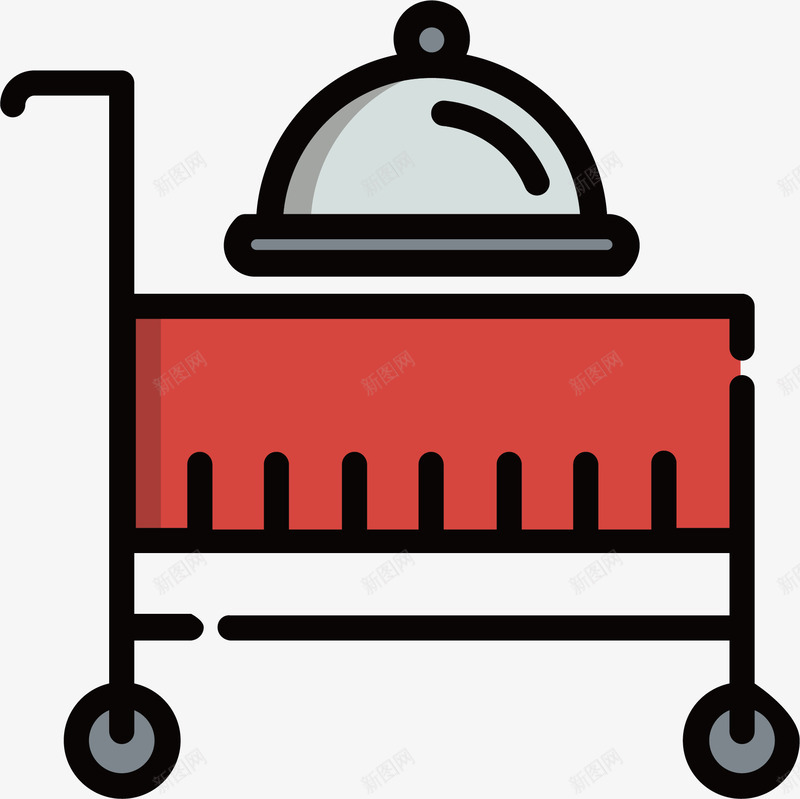 卡通餐车标图标png_新图网 https://ixintu.com 卡通有趣 彩色底纹 矢量图案 西式餐盘 设计图 餐车